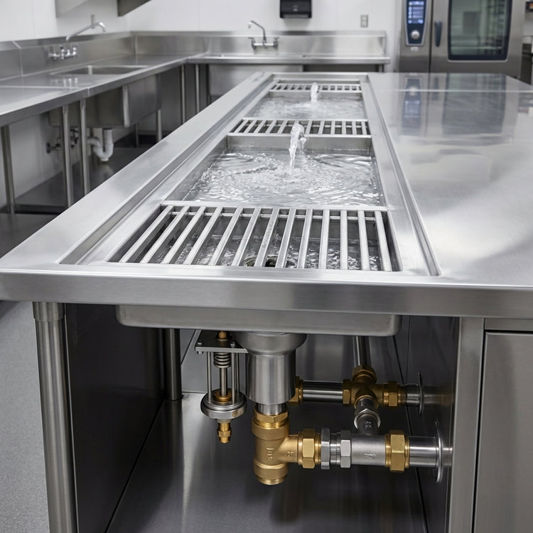 Product image #2 for Eagle Group ASWTFT-1596-SG Anti-Splash Cool Trough Water Tempering System, 96" Wide, 15" Deep