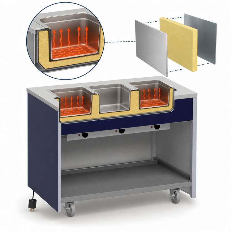Product image #3 for Atlas Metal INFIH-3 Mobile Electric Hot Food Unit, 3-Well, Open Cabinet Base