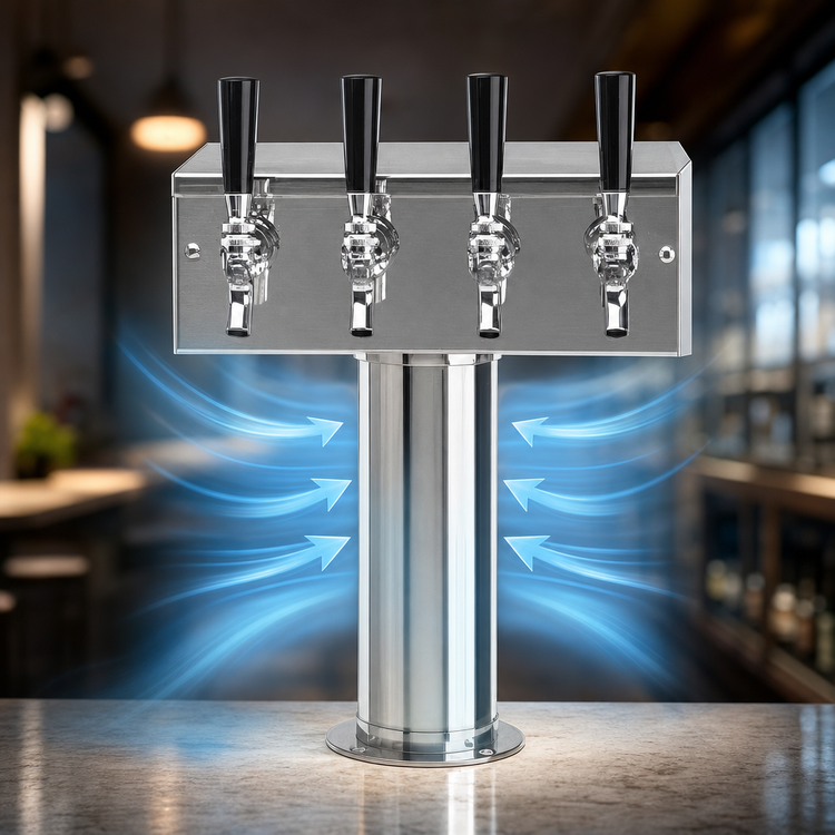Product image #3 for T-Style Countertop Air-Cooled Draft Beer Tower with 4 Faucets