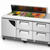 Thumbnail image #4 for Turbo Air Super Deluxe 72-5/8-Inch Three-Section Sandwich/Salad Prep Table with 12-Pan Top, 4 Drawers, and 1 Door