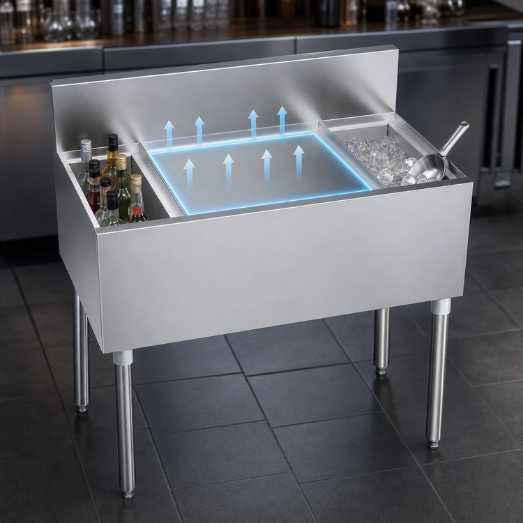 Product image #3 for Krowne Royal Series 34-Inch Underbar Speed Multi Station with 7-Circuit Cold Plate and 18-Inch Ice Bin