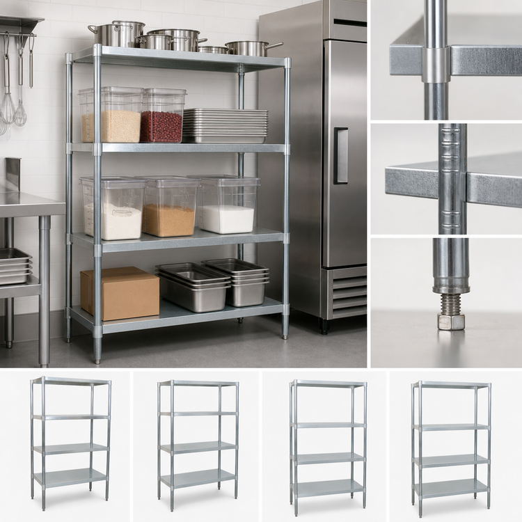 Product image #3 for BK Resources Stainless Steel Dry Storage Shelving Unit, 67"W x 24"D x 72"H, 4 Adjustable Shelves