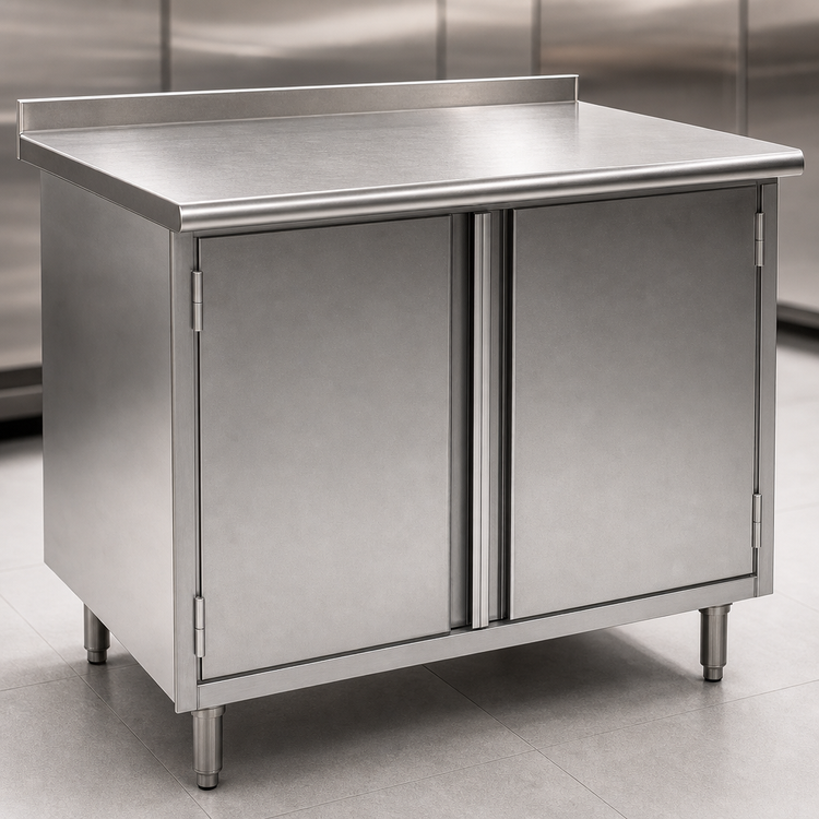 Product image #3 for Eagle Group Spec-Master 36-Inch x 30-Inch Stainless Steel Enclosed Work Table with Cabinet Base and Hinged Doors