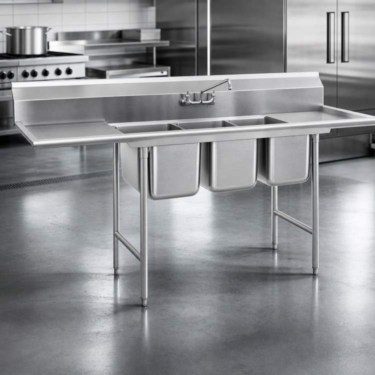Product image #3 for Eagle Group 314 Series 3-Compartment Stainless Steel Commercial Sink with Left Drainboard