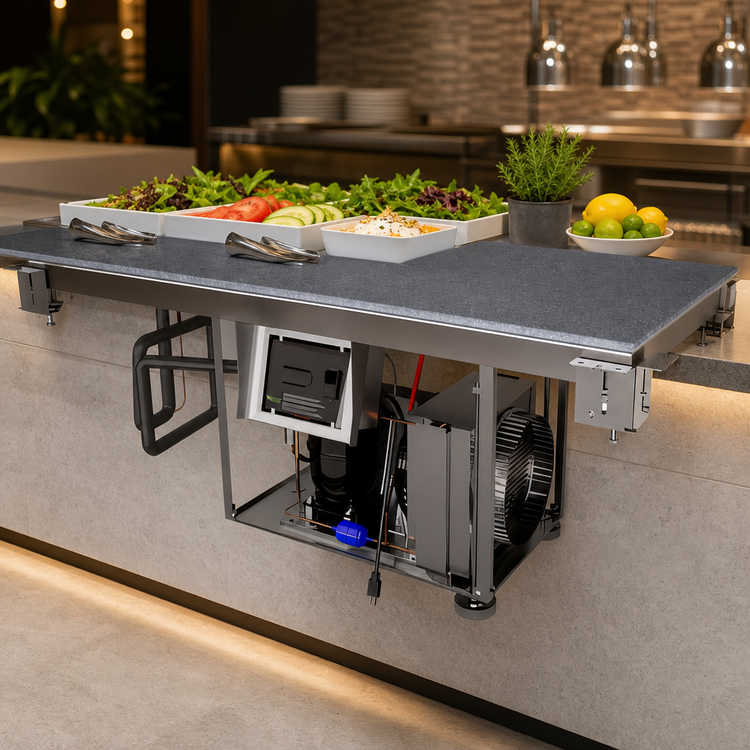Product image #3 for Hatco CSSBFP-48-S Simulated Stone Built-In Flush Top Refrigerated Cold Shelf, 48 Inch x 24 Inch