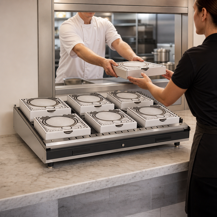 Product image #3 for Hatco Glo-Ray® Countertop Pass-Thru Pizza Warmer with Single Slanted Shelf, 36 x 24 Inch, 505 Watts