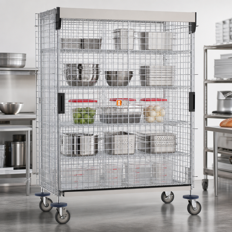 Product image #3 for Metro Super Erecta Chrome Mobile Security Cage with Sliding Doors, 52-3/4 W x 28-1/2 D x 67-15/16 H