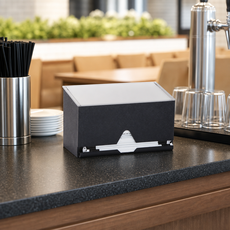 Product image #3 for Black Countertop Single-Sided Wrapped Straw Dispenser with Translucent Cover