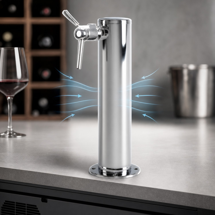 Product image #3 for Micro Matic Countertop Air-Cooled Column Wine Font, Single Side-Pull Faucet, 3-Inch Diameter x 12-Inch H, Polished Stainless Steel