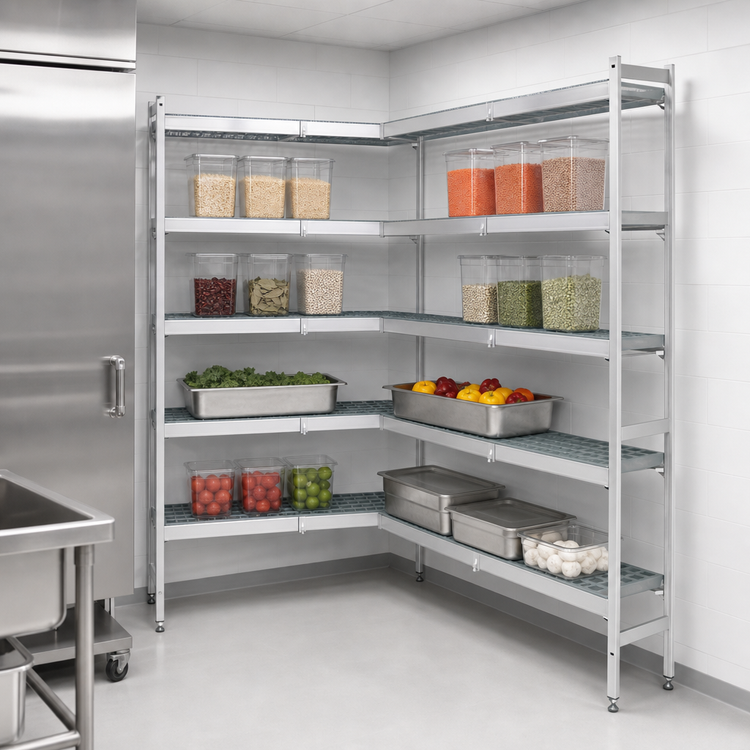 Product image #3 for Fermostock 5-Tier Corner Expansion Add-On Polymer Shelving Unit, 83-Inch H x 47-Inch W x 22-Inch D