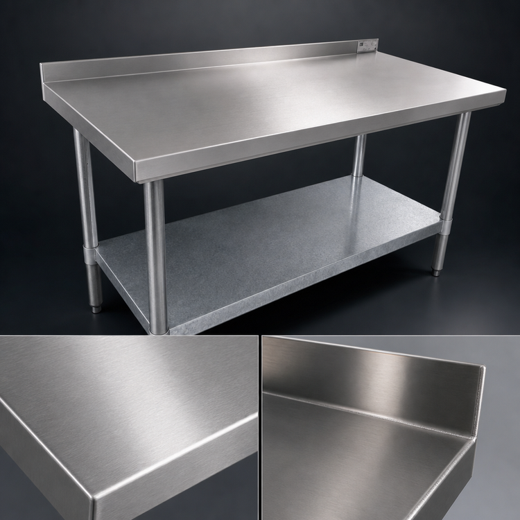 Product image #3 for John Boos Stallion Budget Stainless Steel Work Table with 1-1/2" Rear Riser and Galvanized Undershelf, 84" x 24"