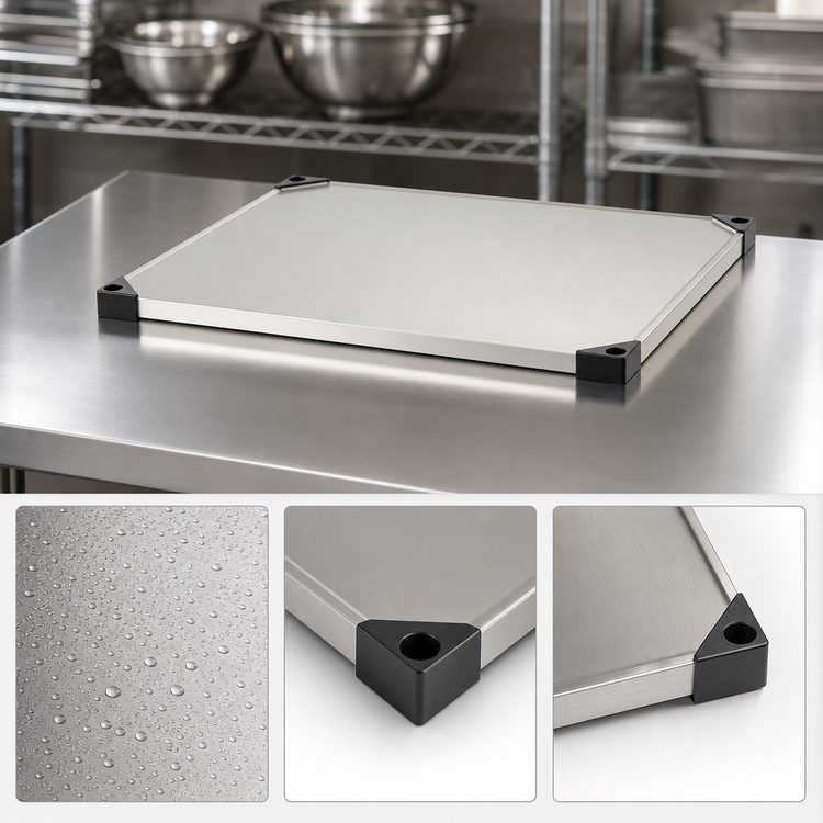 Product image #3 for Metro Super Erecta 30 x 24 Inch Flat Solid Type 304 Stainless Steel Shelf with Raised Ship's Edge