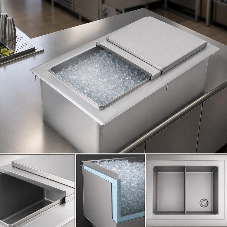 Product image #4 for John Boos Drop-In Stainless Steel Ice Bin with Sliding Lid, 34 x 18 x 12 Inches