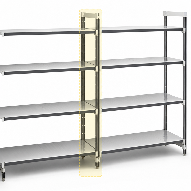 Product image #3 for Cambro Camshelving Elements XTRA Stationary Add-On 4-Shelf Solid Polymer Shelving Unit, 54 x 24 x 64 Inch, Speckled Gray