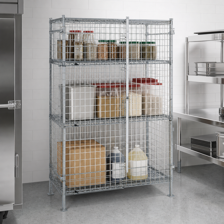 Product image #3 for Metro Super Erecta Stationary Chrome Plated Wire Security Cage, 50-1/2"W x 21-1/2"D x 66-13/16"H