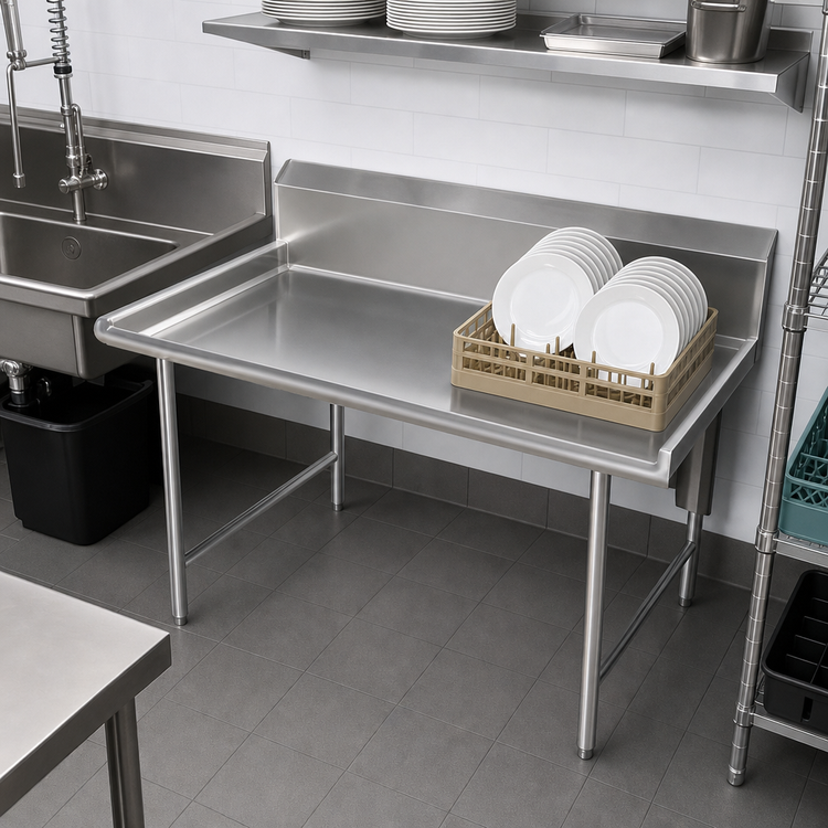 Product image #3 for Sapphire 48-Inch Straight Clean Dishtable, Right-to-Left, 304 Stainless Steel