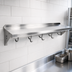 Thumbnail image #3 for John Boos Stallion 60-Inch Wall-Mount Stainless Steel Commercial Pot Rack Shelf with 5 Hooks, 16 Gauge
