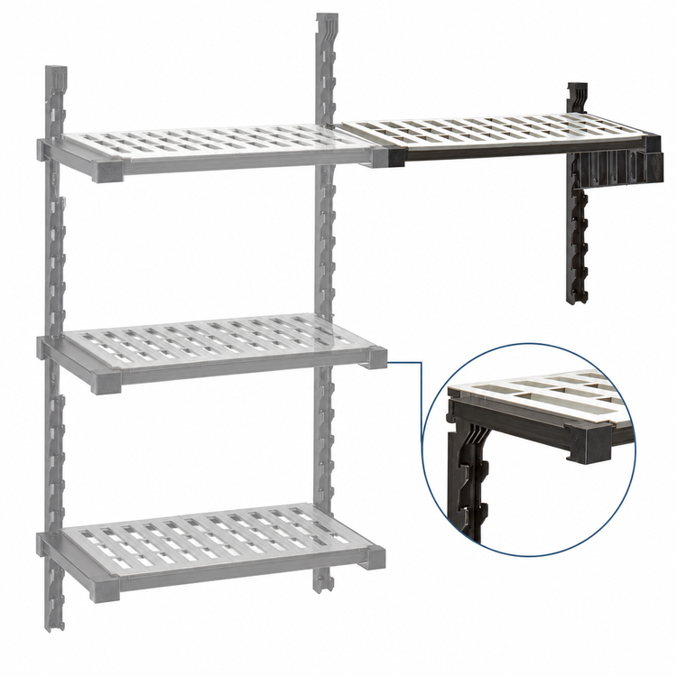 Product image #3 for Cambro Camshelving Elevation Series 24" x 24" Wall-Mounted Vented Add-On Shelf Kit, Brushed Graphite