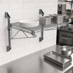 Thumbnail image #3 for Quantum WC14-CB1824GY Wall-Mount Cantilever Wire Shelving Unit, Single Shelf, 24 x 18 Inches, Gray Epoxy