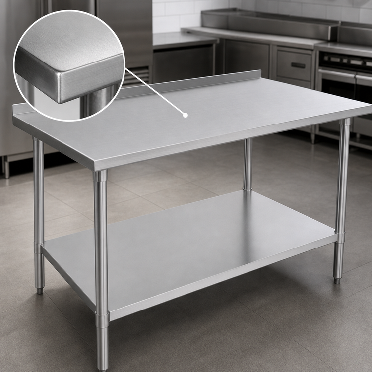 Product image #3 for John Boos Stallion 60-Inch x 30-Inch Stainless Steel Work Table with 1-1/2-Inch Rear Up-Turn and Adjustable Undershelf