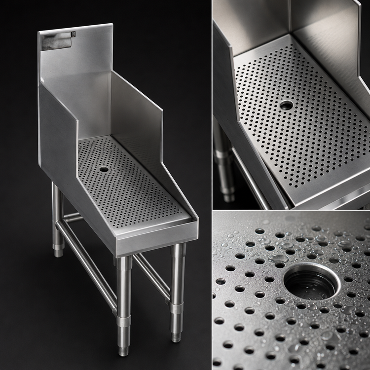 Product image #3 for Eagle Spec-Bar 12" x 24" Freestanding Recessed Workboard with Perforated Stainless Steel Insert and Drain
