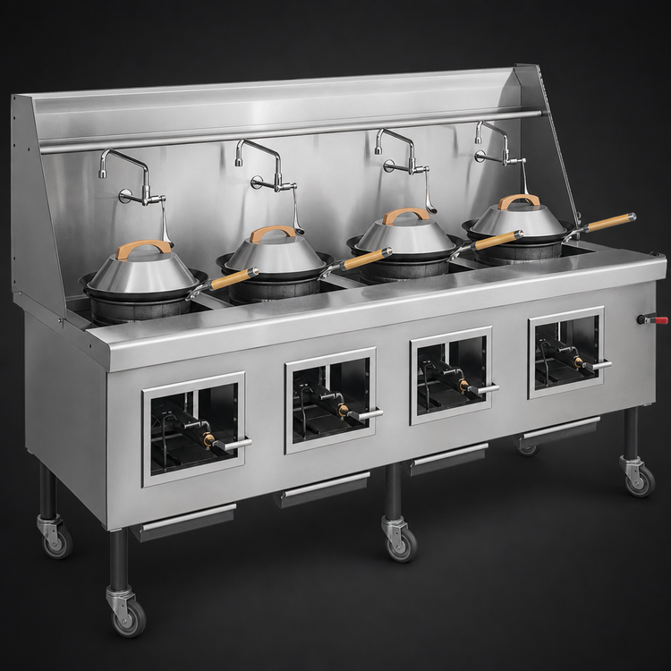 Product image #3 for Imperial ICRA-4 114-Inch Gas Wok Range with 4 Burners and Water-Cooled Top