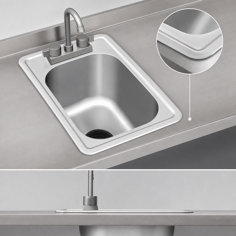 Product image #3 for Eagle Group Self-Rimming Drop-In Sink with Faucet and Basket Drain, 1-Compartment 18" x 24" x 13-1/2" Bowl