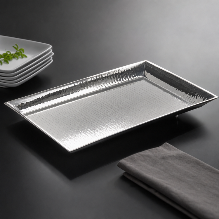 Product image #3 for American Metalcraft Hammered Stainless Steel Rectangular Serving Tray, 22 x 13 Inches