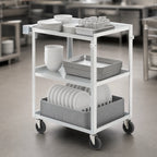 Thumbnail image #3 for Vollrath 97125 Stainless Steel 3-Shelf Utility Bus Cart, 400 lb Capacity, Solid Shelves