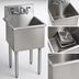 Thumbnail image #3 for Single Compartment Budget Sink with 24 x 24 x 14-Inch Bowl, 8-Inch Backsplash, and Legs