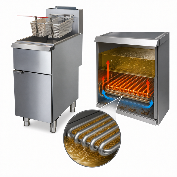 Product image #3 for IKON Cooking Natural Gas Tube Fryer, 40-55 lb Capacity, Millivolt Thermostat