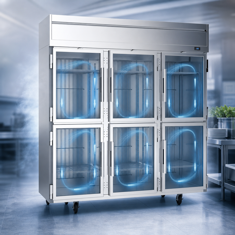 Product image #3 for Victory Elite™ Three-Section Reach-In Display Freezer, 69.1 Cu. Ft., Top-Mounted Self-Contained Refrigeration