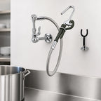 Thumbnail image #3 for BK Resources OptiFlow BKF-SSMPF-G Lead-Free Single-Valve Wall-Mount Pot Filler, 72-Inch Braided Hose, High-Polish Chrome