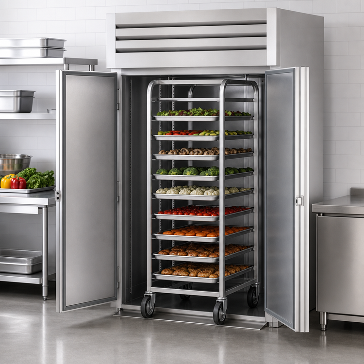 Product image #3 for True Spec Series 2-Section Roll-In Solid Swing Door Refrigerator, 89 Inch H, Stainless Steel Exterior, Aluminum Interior