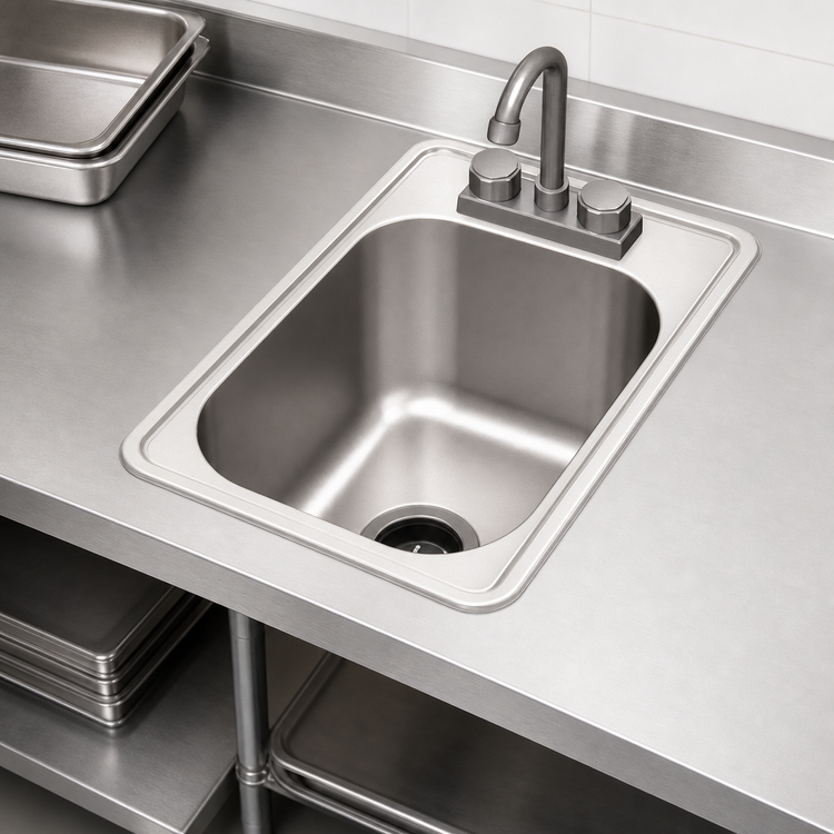 Product image #3 for Eagle Group Self-Rimming Drop-In Sink, 1-Compartment, 16 x 20 x 8 Inch Bowl, Deck-Mount Faucet
