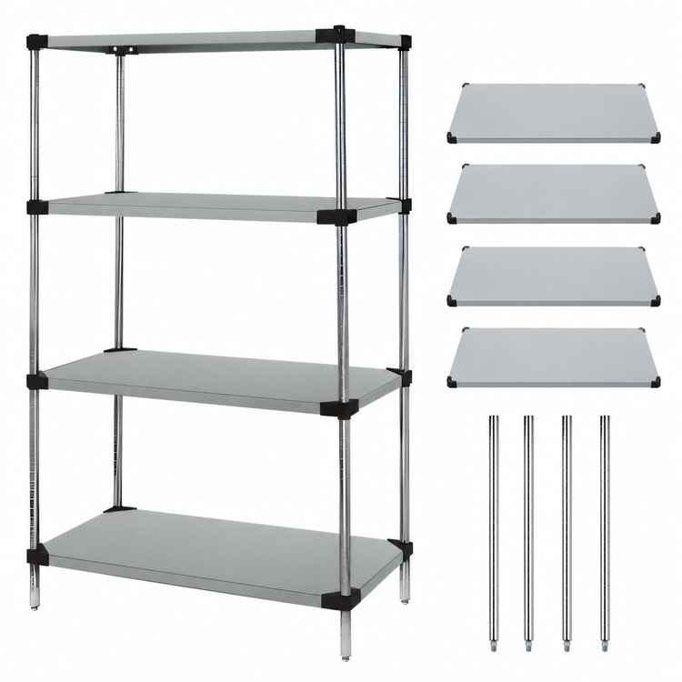 Product image #3 for Quantum 54"W x 18"D x 86"H Solid Stainless Steel Shelving Starter Kit