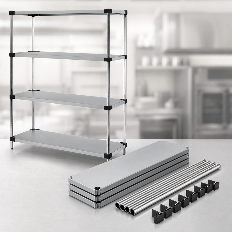 Product image #3 for Quantum 72"W x 18"D x 54"H Solid Stainless Steel Shelving Starter Kit with 4 Shelves