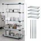 Thumbnail image #3 for Quantum WR86-2148SG 48"W x 21"D x 86"H Solid Shelving Starter Kit with 4 Shelves, Galvanized Steel and Chrome Posts