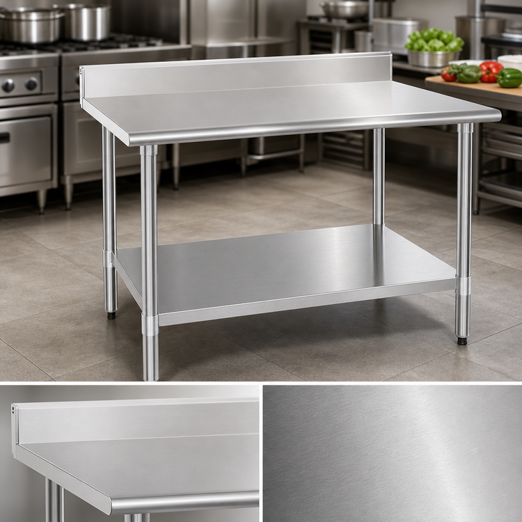 Product image #3 for Spec-Master 60-Inch x 24-Inch Stainless Steel Work Table with 4-1/2-Inch Backsplash and Adjustable Galvanized Undershelf