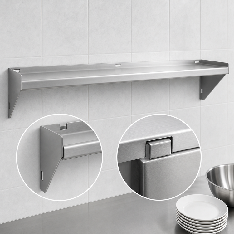 Product image #3 for Advance Tabco Special Value Series 48-Inch Wall-Mounted Tab-Lock Stainless Steel Shelf
