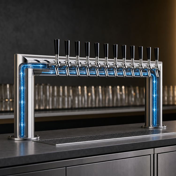 Product image #3 for Perlick 4009-12B Pass-Thru Glycol-Cooled Draft Beer Tower with 12 Faucets