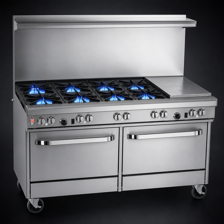 Product image #3 for Southbend Ultimate 60-Inch Gas Restaurant Range with 6 Open Burners, 24-Inch Griddle, and 2 Convection Ovens