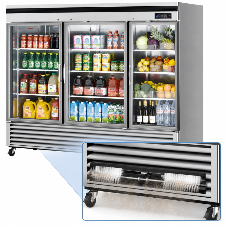 Product image #3 for Turbo Air Super Deluxe 3-Section Self-Contained Glass Door Reach-In Refrigerator, Bottom Mount, 67.02 Cu. Ft.