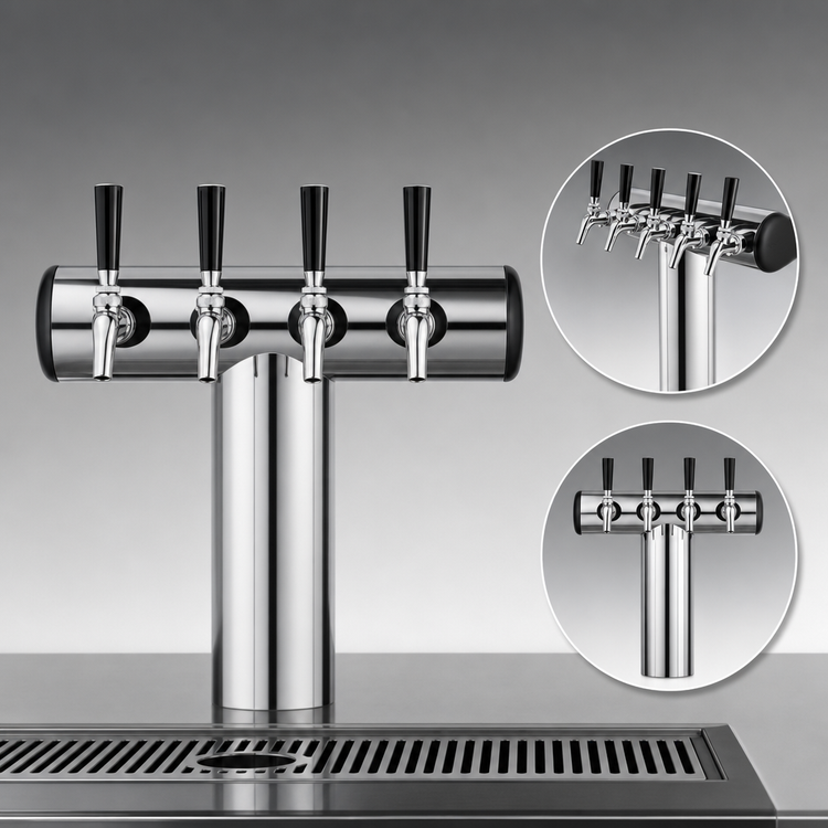 Product image #3 for Perlick 4-Faucet Winged Tee Countertop Glycol-Cooled Beer Draft Tower