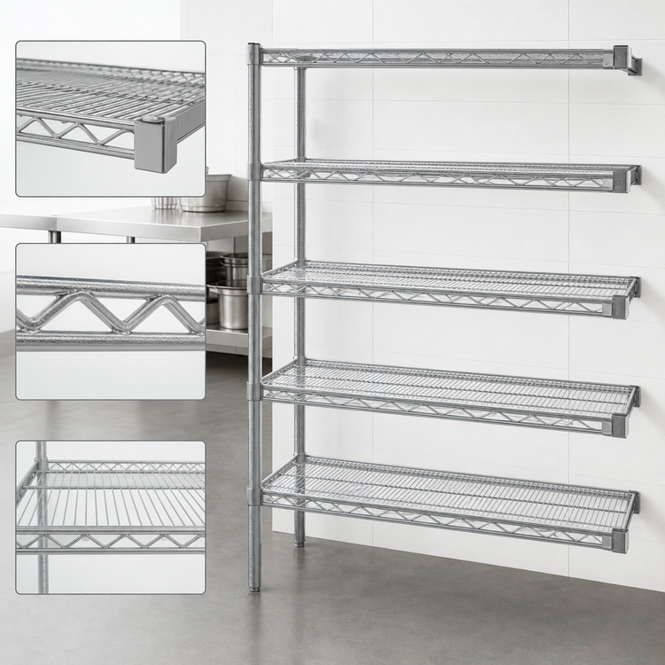 Product image #3 for Eagle Group EAGLEbrite 5-Tier Add-On Wire Shelving Unit, 42 Inch Wide x 24 Inch Deep x 86 Inch High, Zinc Finish