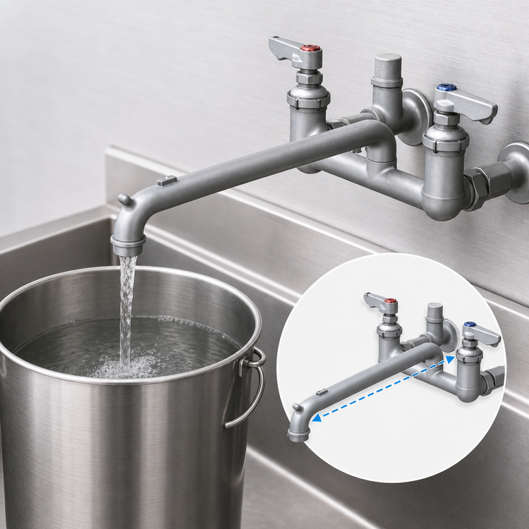 Product image #3 for T&S Brass B-0651-POL Wall-Mounted Service Sink Faucet with 12-Inch Bucket Hook Spout