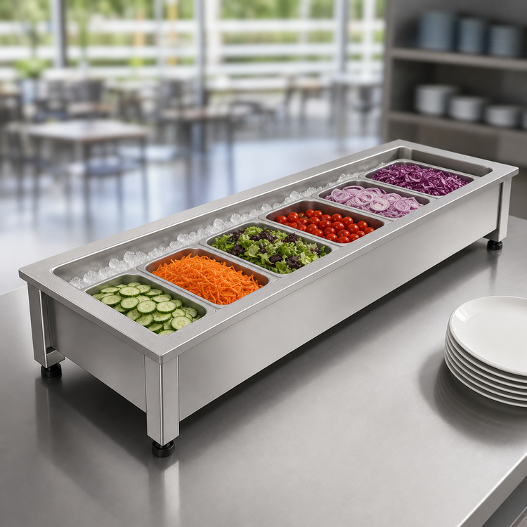Product image #3 for Dinex DineXpress Slimline Ice-Cooled Cold Food Counter, 2 x 12 x 20 Pan Capacity