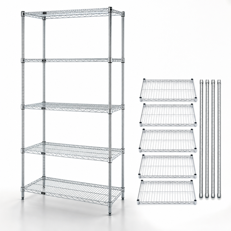 Product image #3 for Quantum 24-Inch x 24-Inch x 54-Inch Stationary Wire Shelving Starter Kit with 5 Shelves, 304 Stainless Steel