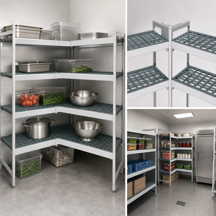 Product image #3 for Fermostock 5-Tier Corner Expansion Polymer Shelving Unit Kit, 83-Inch High x 35-Inch Wide x 22-Inch Deep