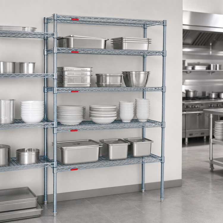 Product image #3 for Eagle Group Valu-Gard 5-Tier Add-On Wire Shelving Unit, 48W x 21D x 74H
